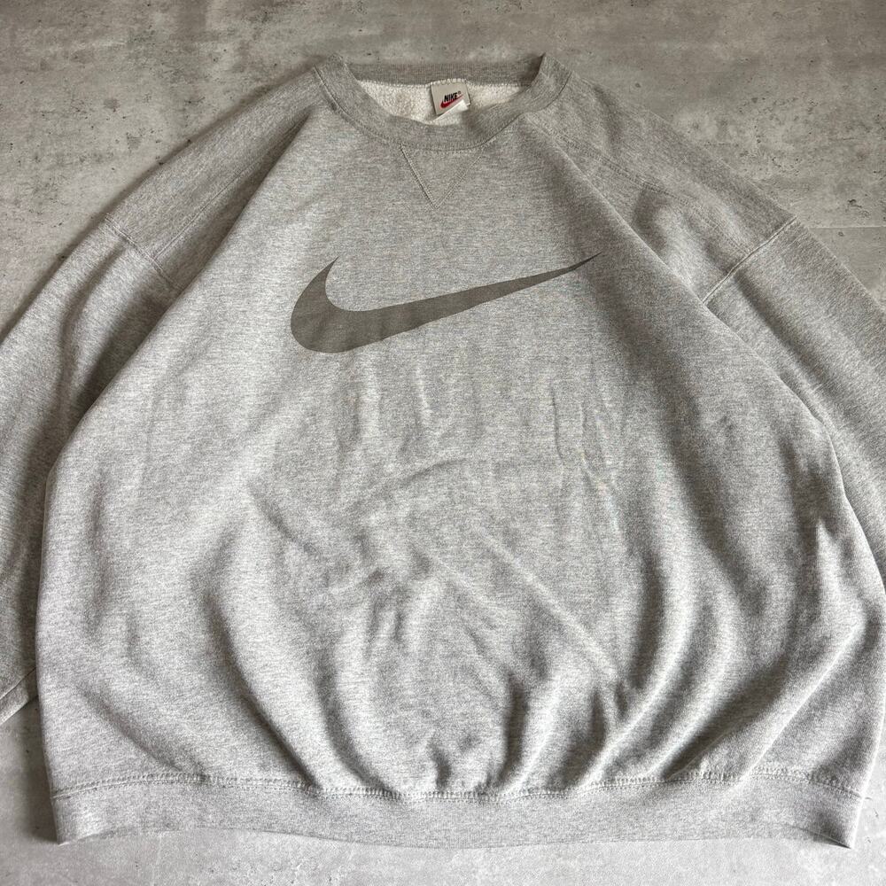 Vintage Nike Big swoosh grey crewneck sweatshirt size Large Made in usa